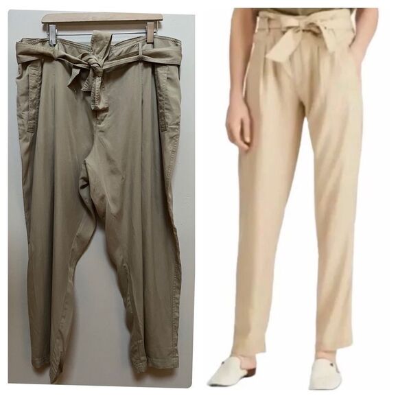 Lauren Ralph Lauren New Neutral Lyocell Tie Waist Pocket Plus Size 20W Pant - Picture 1 of 11